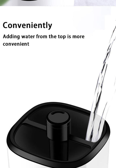 White smart humidifier with a black band and blue digital display showing 25 degrees, on a wooden surface. - Image 7