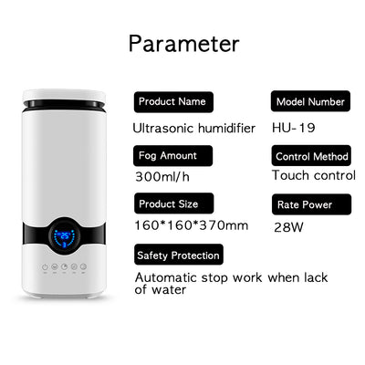 White smart humidifier with a black band and blue digital display showing 25 degrees, on a wooden surface. - Image 10