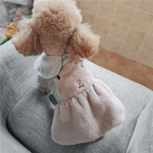 Vestido Cálido de Conejo Peluche para Primavera, Otoño e Invierno