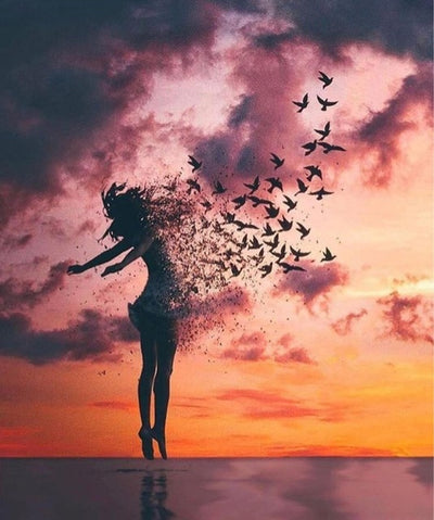 Pintura de Diamantes Mujer Cielo con Humo - Bordado Completo Cuadrado - Image 8