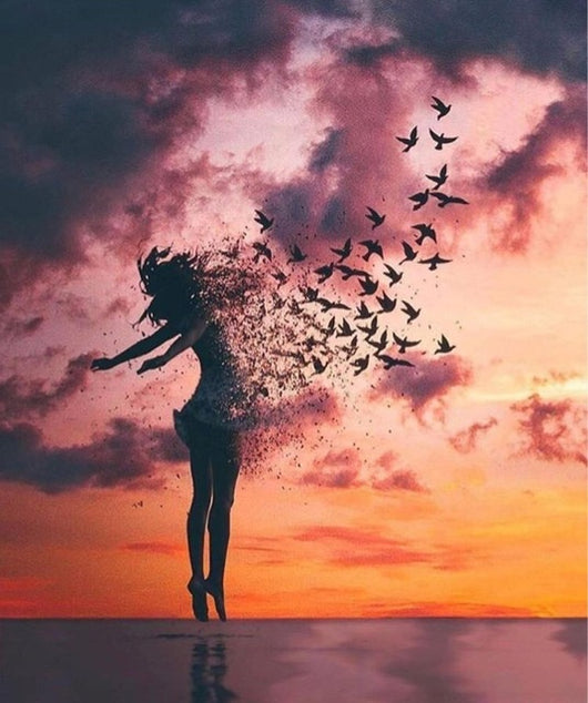 Pintura de Diamantes Mujer Cielo con Humo - Bordado Completo Cuadrado - Image 3