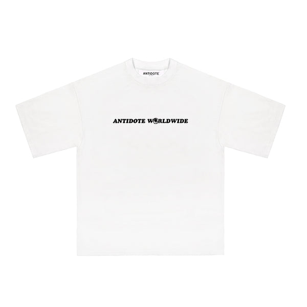 Camiseta de Algodón Estampado Blanco y Negro de Manga Corta