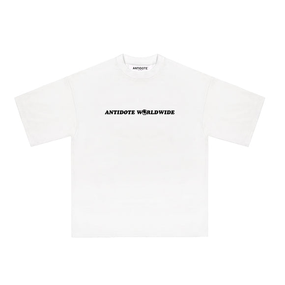 Camiseta de Algodón Estampado Blanco y Negro de Manga Corta
