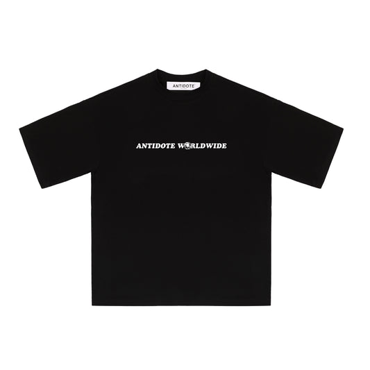 Camiseta de Algodón Estampado Blanco y Negro de Manga Corta
