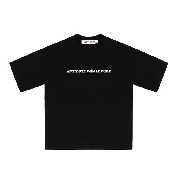 Camiseta de Algodón Estampado Blanco y Negro de Manga Corta