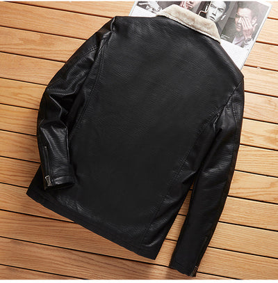 Chaqueta de Cuero Premium Grueso para Hombre - Talla Grande Confort - Image 5