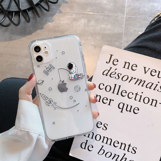 Funda iPhone 12 Pro Astronauta Transparente - Silicona Antigolpes Diseño Kawaii - Image 8