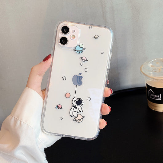 Funda iPhone 12 Pro Astronauta Transparente - Silicona Antigolpes Diseño Kawaii - Image 11