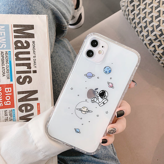 Funda iPhone 12 Pro Astronauta Transparente - Silicona Antigolpes Diseño Kawaii - Image 6