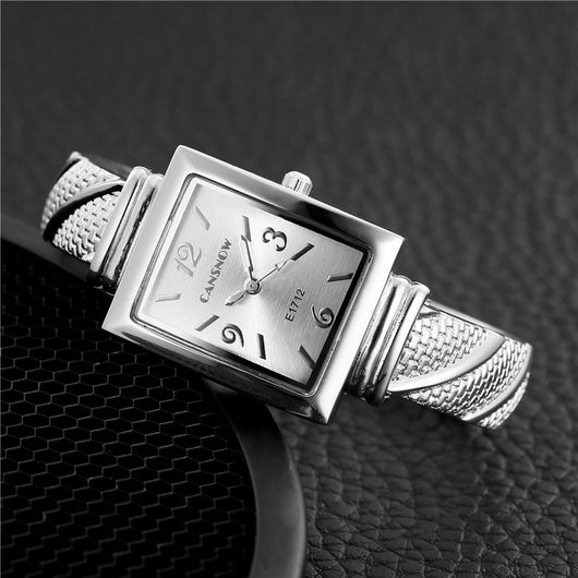 Reloj Pulsera Cuadrado Textura Metálica Moda Europea y Americana para Mujer - Image 7