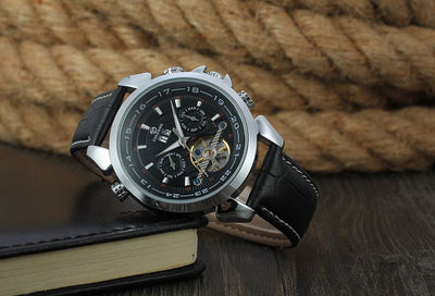 Reloj Automático de Lujo con Calendario Completo y Tourbillon en Cuero Genuino - Image 9