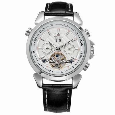 Reloj Automático de Lujo con Calendario Completo y Tourbillon en Cuero Genuino - Image 4