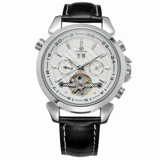 Reloj Automático de Lujo con Calendario Completo y Tourbillon en Cuero Genuino - Image 4