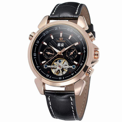 Reloj Automático de Lujo con Calendario Completo y Tourbillon en Cuero Genuino - Image 3
