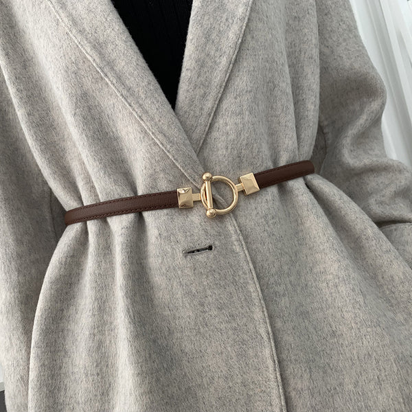 Cinturón Decorativo Ajustable para Vestidos y Abrigos - Diseño Elegante con Patrón de Cruz