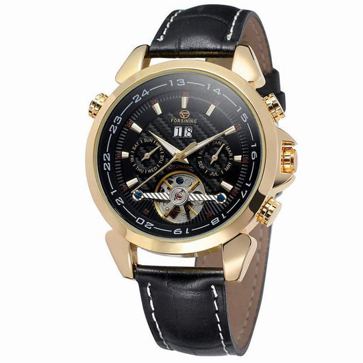 Reloj Automático de Lujo con Calendario Completo y Tourbillon en Cuero Genuino - Image 7