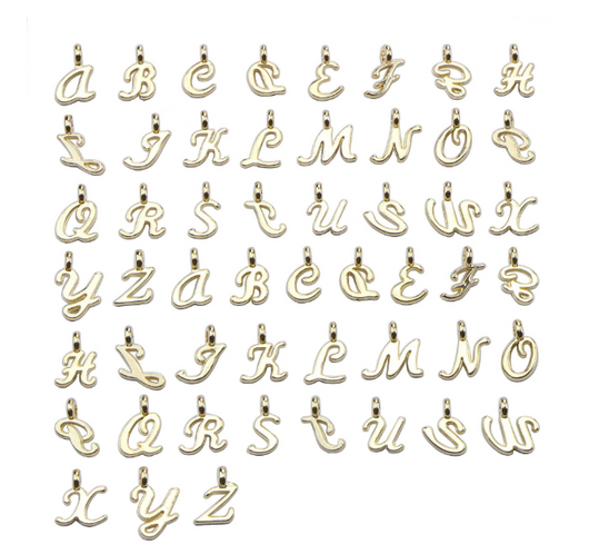52 Dijes de Letras Antiguas en Oro - Colgantes Alfabeto Completo para Joyería DIY