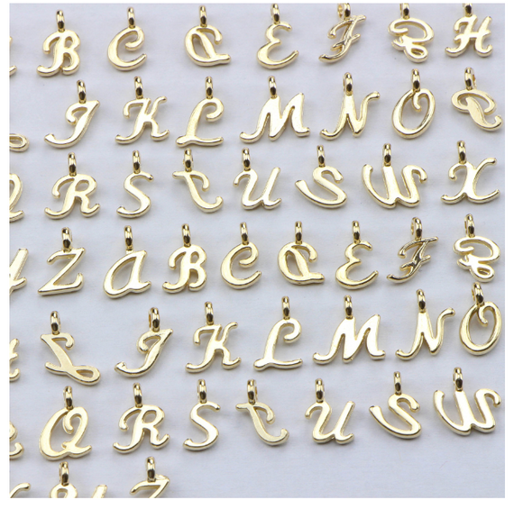 52 Dijes de Letras Antiguas en Oro - Colgantes Alfabeto Completo para Joyería DIY