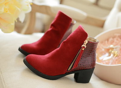 Botas de Cuero Áspero con Tacón Alto y Cierre Lateral - Tallas Grandes para Mujer - Image 3