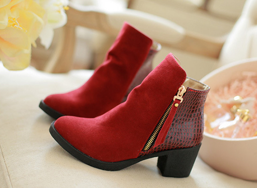 Botas de Cuero Áspero con Tacón Alto y Cierre Lateral - Tallas Grandes para Mujer - Image 3