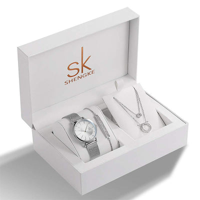 Conjunto de Joyería con Cristales: Pulsera, Collar y Reloj Conmemorativo - Image 8