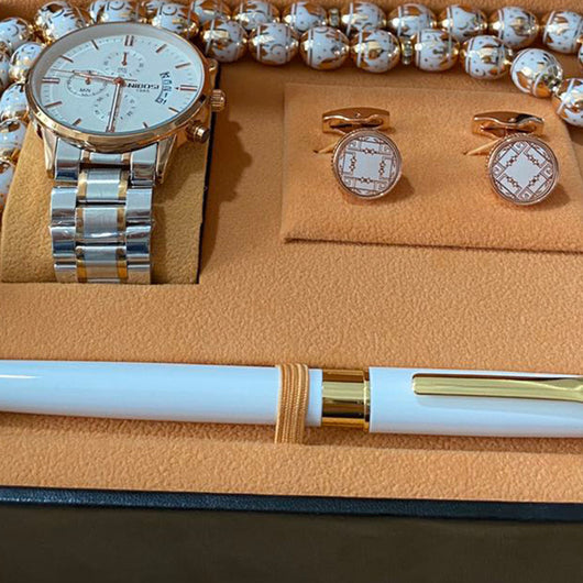Estuche de Regalo Premium: Reloj Resistente al Agua, Rosario, Gemelos y Bolígrafo - Image 4