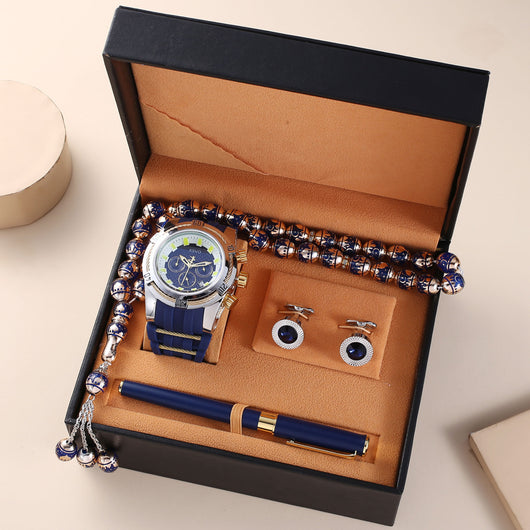 Estuche de Regalo Premium: Reloj Resistente al Agua, Rosario, Gemelos y Bolígrafo - Image 3