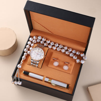 Estuche de Regalo Premium: Reloj Resistente al Agua, Rosario, Gemelos y Bolígrafo - Image 2