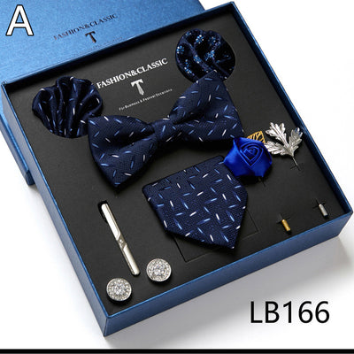 Conjunto Combo: Corbata Rayada y Pañuelo Cuadrado para Negocios - Image 7
