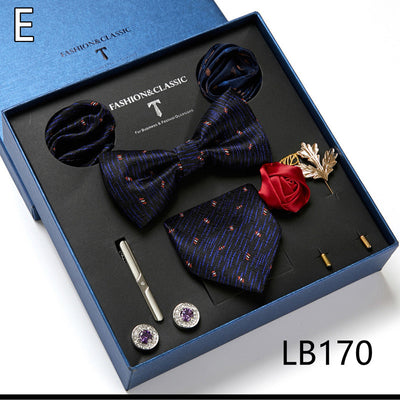 Conjunto Combo: Corbata Rayada y Pañuelo Cuadrado para Negocios - Image 4
