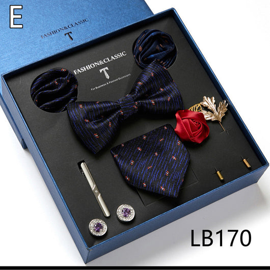 Conjunto Combo: Corbata Rayada y Pañuelo Cuadrado para Negocios - Image 4
