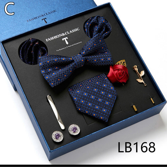 Conjunto Combo: Corbata Rayada y Pañuelo Cuadrado para Negocios - Image 2