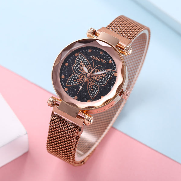 Conjunto de Joyería Mariposa Elegante con Reloj y Accesorios