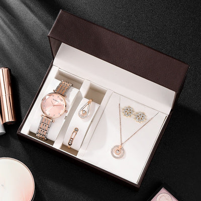 Conjunto de 4 Relojes para Mujer Oro Rosa con Diamantes Incrustados - Image 9