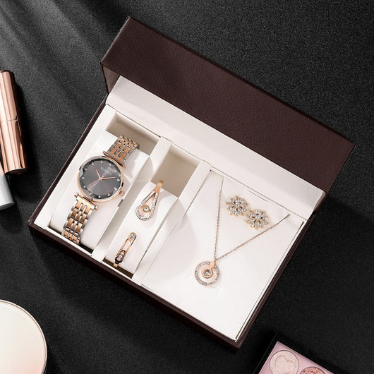 Conjunto de 4 Relojes para Mujer Oro Rosa con Diamantes Incrustados - Image 2