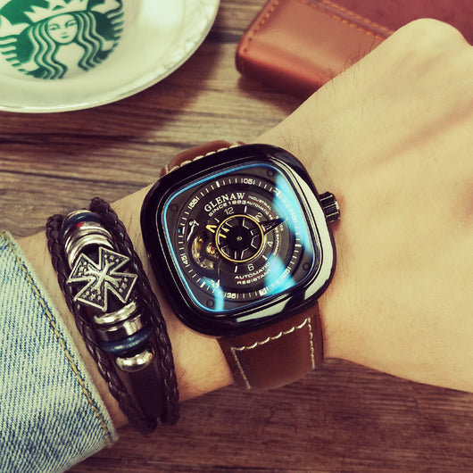Reloj Mecánico Automático con Diseño Hueco Cuadrado - Image 8