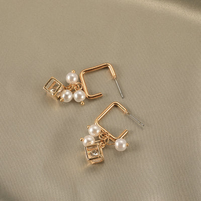 Aretes de Cristal Zircón Cubo Perla - Image 14