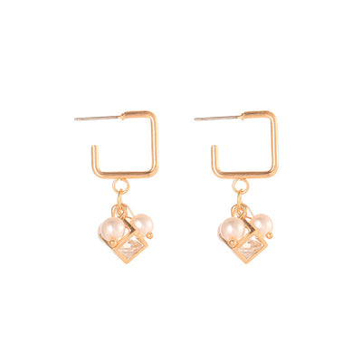 Aretes de Cristal Zircón Cubo Perla