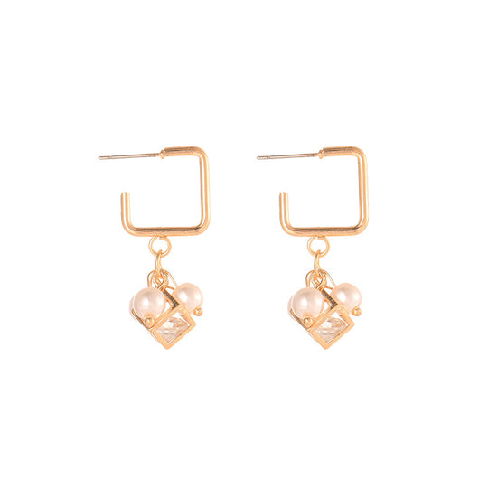 Aretes de Cristal Zircón Cubo Perla