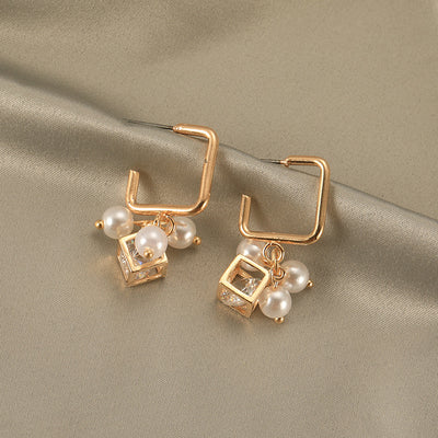 Aretes de Cristal Zircón Cubo Perla - Image 6