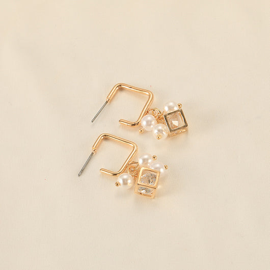 Aretes de Cristal Zircón Cubo Perla - Image 2