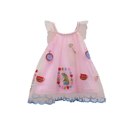 Vestido Infantil Princesa con Encaje Bordado - Niña 0-2 Años
