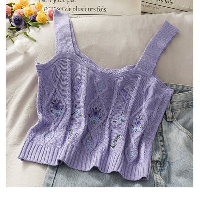 Camiseta Corta Tejida con Bordados - Image 2
