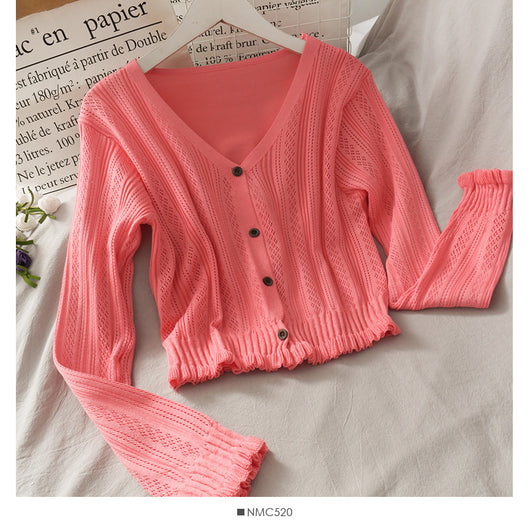 Cardigan Largo de Botones Simples con Orilla de Madera - Image 6