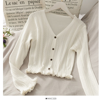 Cardigan Largo de Botones Simples con Orilla de Madera - Image 7