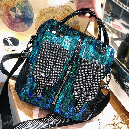 Bolso Diagonal con Lentejuelas y Pana Brillante - Image 12