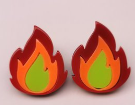 Aretes Acrílicos con Forma de Llama
