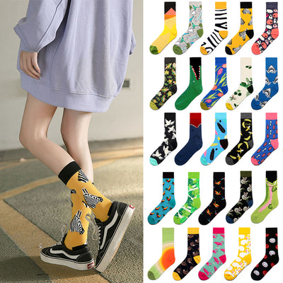 Calcetines Largos Vintage Verde y Amarillo Estampados