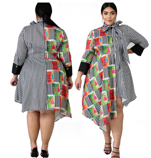 Falda Camisera con Rayas Estampadas