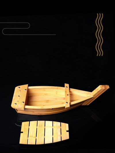 Bandeja de Sashimi de Madera Bambú Estilo Japonés - Bote Dragón Lujo - Image 8